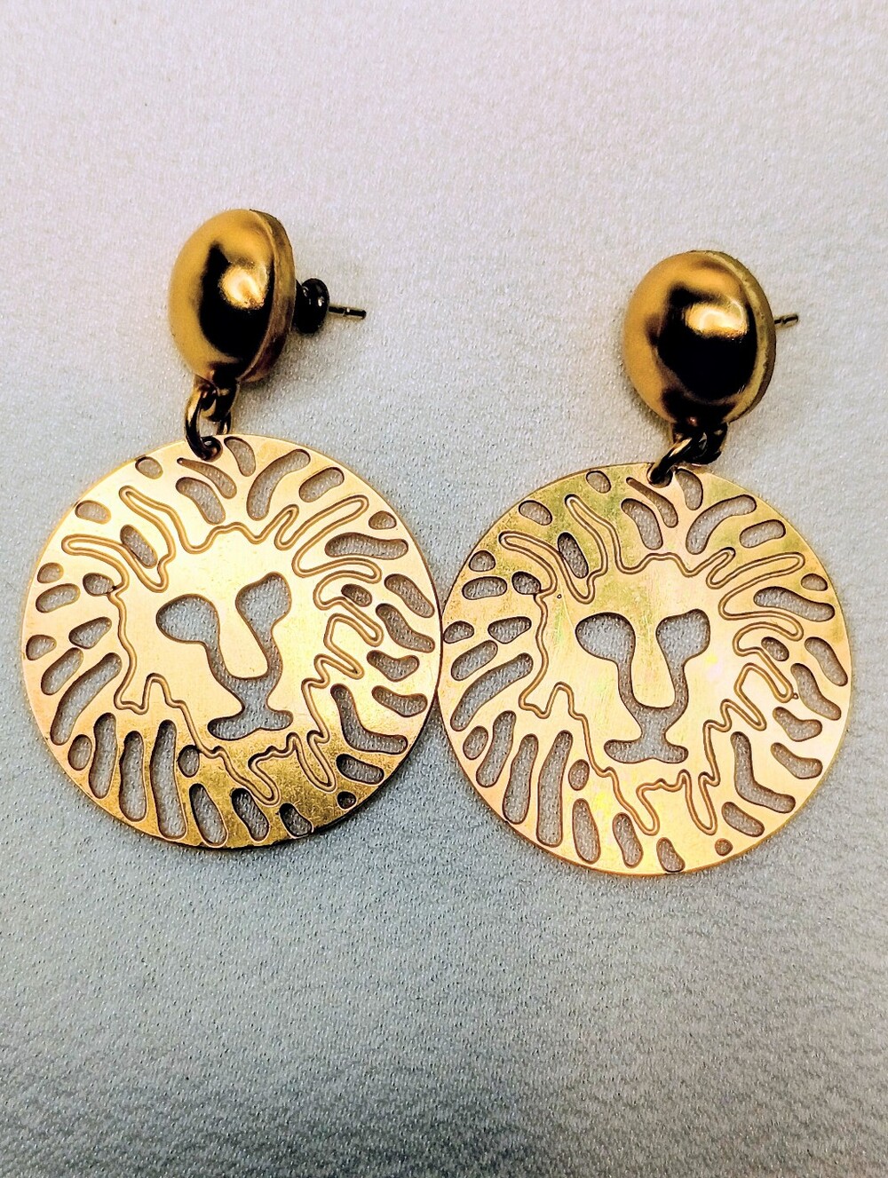 Anne Klein Gold Lion Motif Drop Earrings - Picture 4 of 4